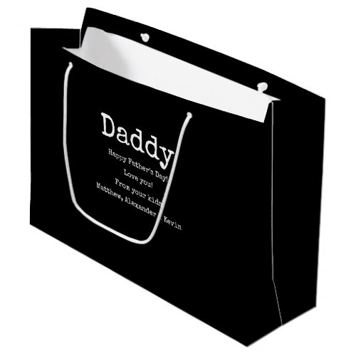 Black  White Message From your Kids Large Gift Bag