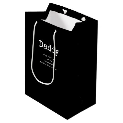 Black  White Message From your Kids Medium Gift Bag