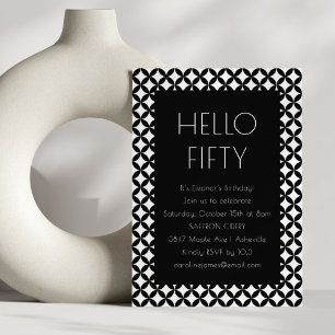 Black White Mid Century Modern 50th Birthday Party Invitation