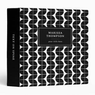 Black & White Mid Century Modern Abstract Custom 3 Ring Binder