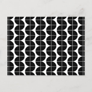 Black & White Mid Century Modern Abstract Pattern Holiday Postcard