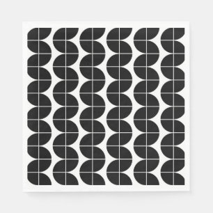 Black & White Mid Century Modern Abstract Pattern Napkins