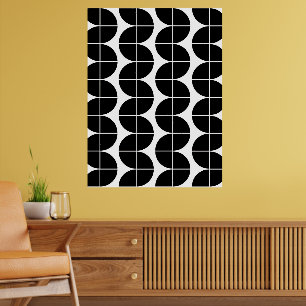 Black & White Mid Century Modern Abstract Pattern Poster