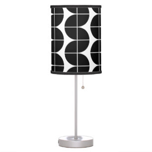 Black & White Mid Century Modern Abstract Pattern Table Lamp