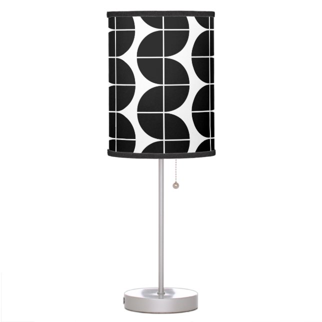 Black & White Mid Century Modern Abstract Pattern Table Lamp (Left)