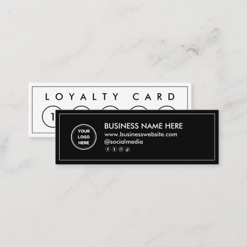 Black  White Mini Chic Modern Minimalist Loyalty Card