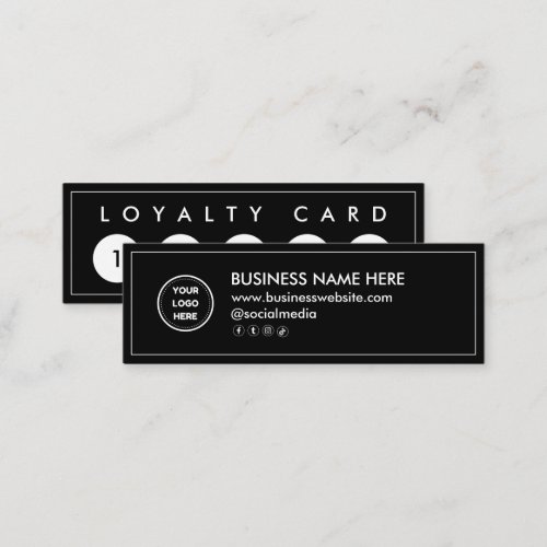 Black White Mini Chic Modern Minimalist Loyalty Card