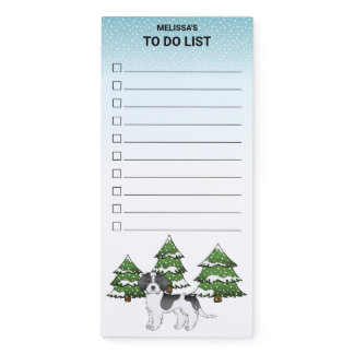 Black &amp; White Mini Goldendoodle Winter Forest List Magnetic Notepad
