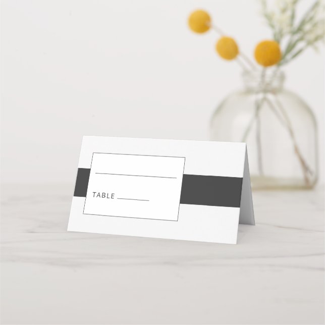 Black & white minimal bold wedding place card (Back)