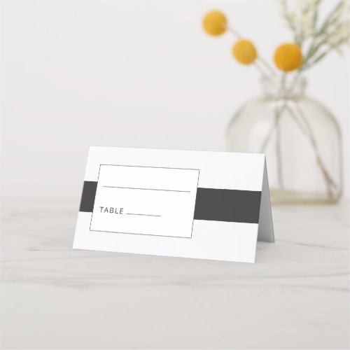 Black  white minimal bold wedding place card