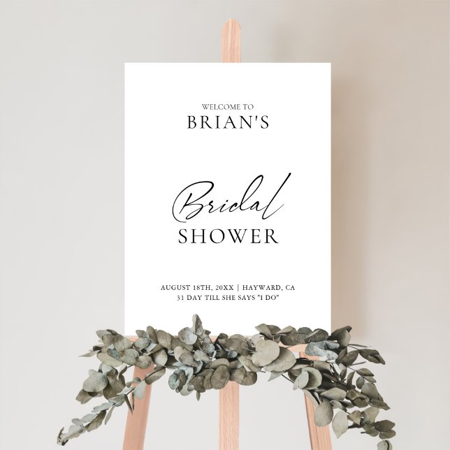 Black & White Minimal Bridal Shower Welcome Sign (Creator Uploaded)