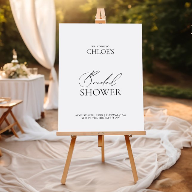 Black & White Minimal Bridal Shower Welcome Sign (Black & White Minimal Bridal Shower Welcome Sign)