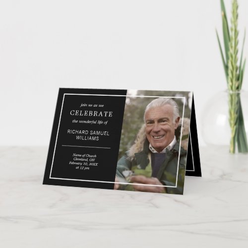 Black  White Minimal Celebrating Life Photo Invitation