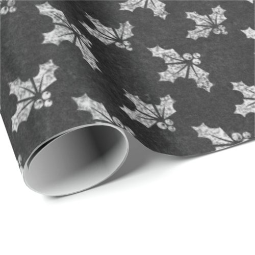 Black White Minimal Christmas Foils Chalkboard Wrapping Paper