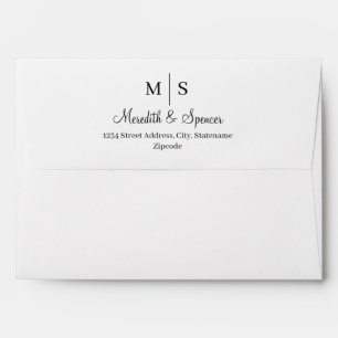 Black White Minimal Elegant Basic Modern Wedding Envelope