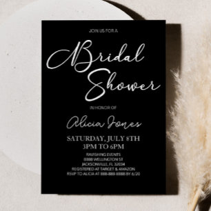 Black White Minimal Elegant Bridal Shower Invitation
