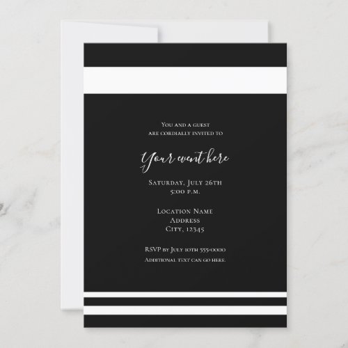 Black  White Minimal Elegant Dinner Party Event   Invitation