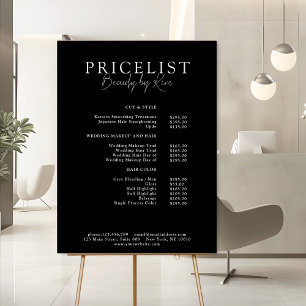 Black & White Minimal Elegant Salon Price List Foam Board