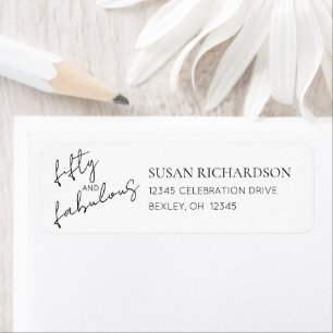Black White Minimal Fifty and Fabulous Address Label