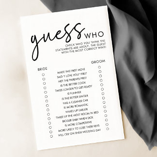 Black & White Minimal Guess Who Bridal Shower Game