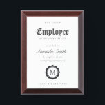 Black & White Minimal Logo Employee Recognition Award Plaque<br><div class="desc">If you need any further customisation please feel free to message me on yellowfebstudio@gmail.com.</div>