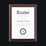 Black & White Minimal Logo Teacher of The Year Award Plaque<br><div class="desc">If you need any further customisation please feel free to message me on yellowfebstudio@gmail.com.</div>