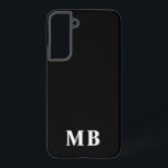 Black & White | Minimal Modern Initial Monogram Samsung Galaxy S22  Case<br><div class="desc">This stylish phone case design features a simple modern design in black & white. Make one of a kind phone case with custom initials and name. It will be a cool, unique gift for someone special or yourself. If you want to change the fonts or position, click the "Customize further"...</div>