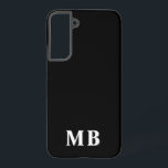 Black & White | Minimal Modern Initial Monogram Samsung Galaxy S22  Case<br><div class="desc">This stylish phone case design features a simple modern design in black & white. Make one of a kind phone case with custom initials and name. It will be a cool, unique gift for someone special or yourself. If you want to change the fonts or position, click the "Customize further"...</div>