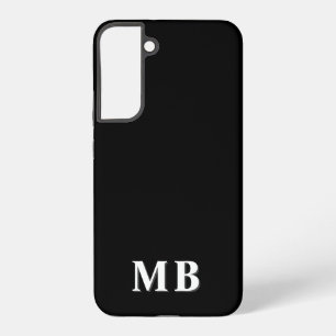 Black & White   Minimal Modern Initial Monogram Samsung Galaxy S22+ Case