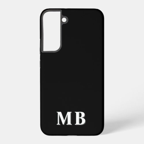 Black  White  Minimal Modern Initial Monogram Samsung Galaxy S22 Case