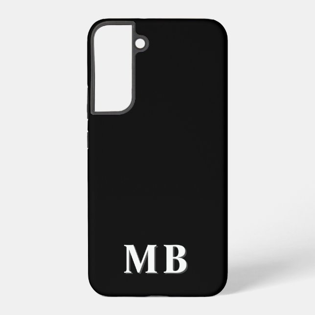Black & White | Minimal Modern Initial Monogram Samsung Galaxy Case (Back)