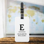 Black White Minimal Modern Monogram  Luggage Tag<br><div class="desc">Elevate your travel experience with our Classic Elegant Modern Minimalist Monogram Luggage Tag. This meticulously designed accessory seamlessly combines timeless elegance with contemporary minimalism, ensuring your luggage stands out with sophistication. Crafted with precision and attention to detail, this luggage tag is more than just a practical item; it's a personalized...</div>