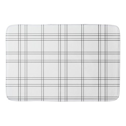 Black  White Minimal Modern Plaid Clean Pattern Bath Mat