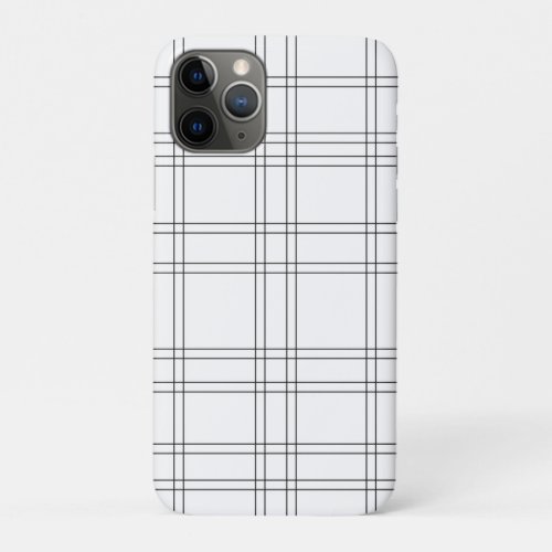 Black  White Minimal Modern Plaid Clean Pattern iPhone 11 Pro Case