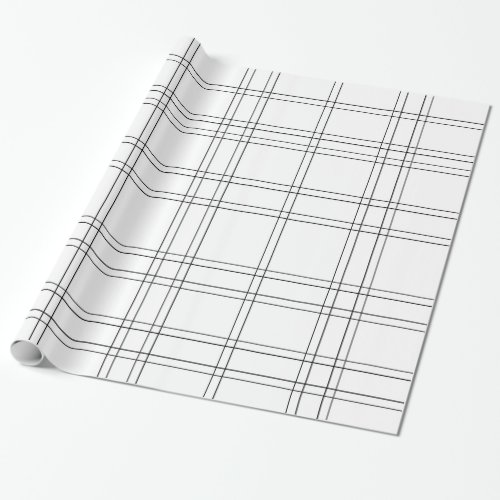 Black  White Minimal Modern Plaid Clean Pattern Wrapping Paper