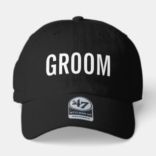 Black & White Minimal Newlywed Groom 47 Brand Hat