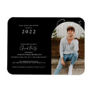 Black/White Minimal Photo Graduation Invitation Magnet