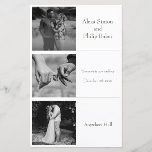 Black & White Minimal Photo Wedding menu