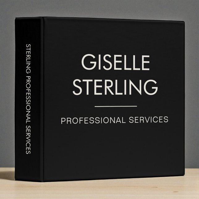 Black White Minimal Professional Modern Business 3 Ring Binder (Creator Uploaded)
