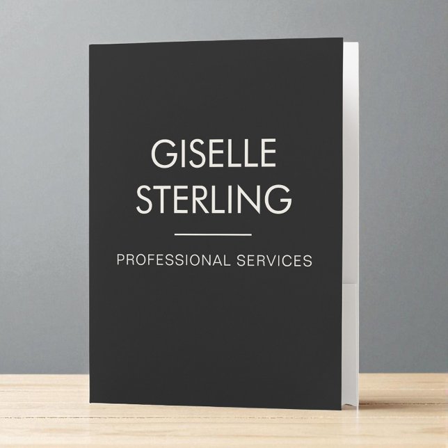 Black White Minimal Professional Modern Business Pocket Folder (Creator Uploaded)