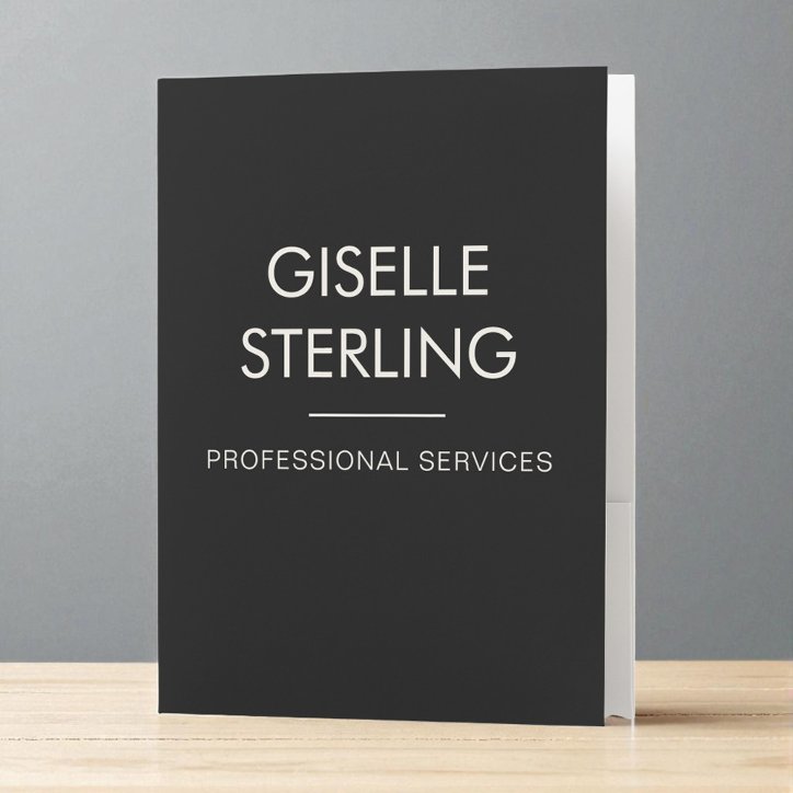 Black White Minimal Professional Modern Business Pocket Folder