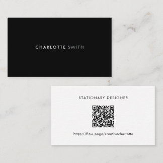 Black & White Minimal Professional QR Code Business Card