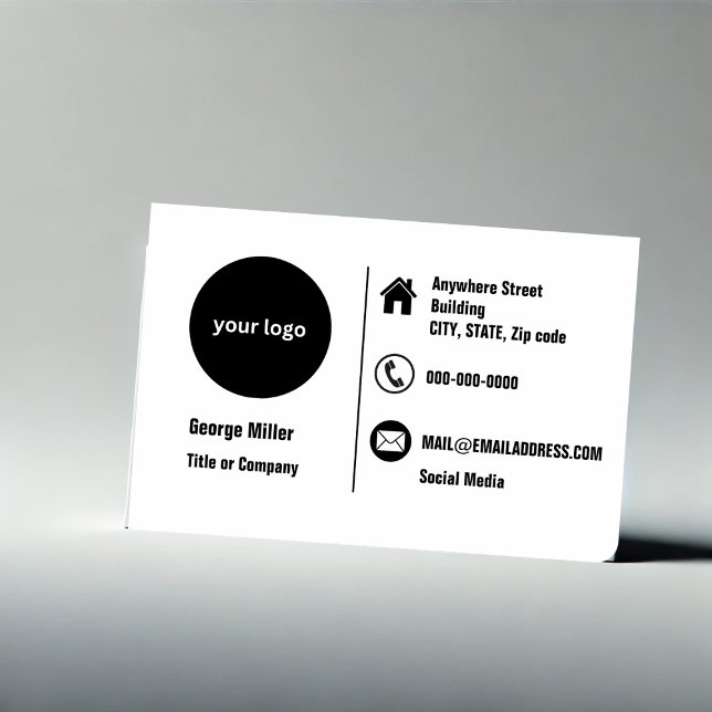 black white minimal professional round logo  business card (Creator Uploaded)