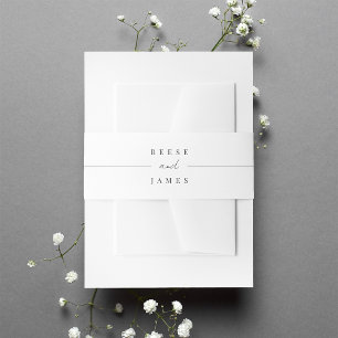 Black & White Minimal Script Wedding Invitation Belly Band