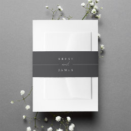 Black &amp; White Minimal Script Wedding Invitation Belly Band