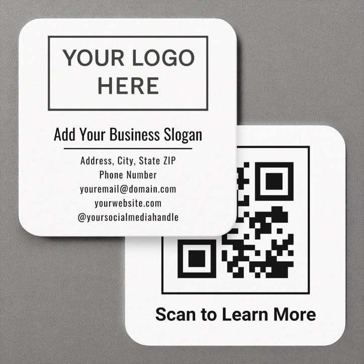 Black White Minimal Square QR Code Social Media Square Business Card