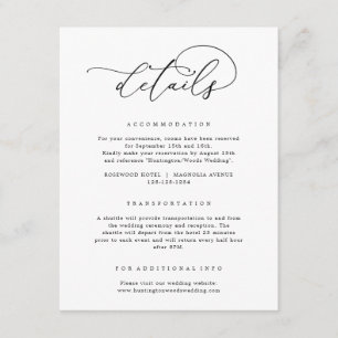 Black & White Minimal Wedding Details Enclosure Card