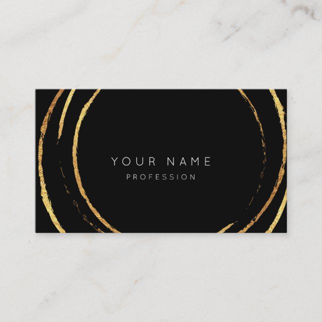 Black White Minimalism Professional Gold Abstract Business Card (Front)