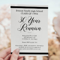 Black White Minimalist 30 Year Class Reunion