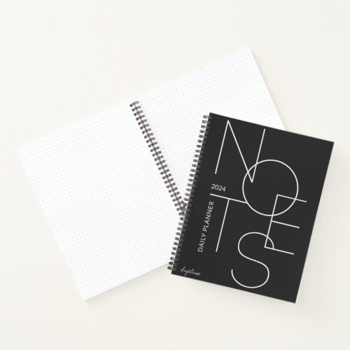 Black  White Minimalist Aesthetic Typographic Notebook